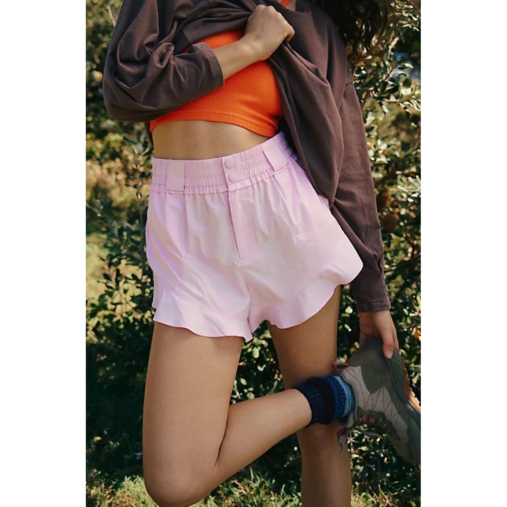 Free People Movement Wild Child Shorts Pink Ruffle Water Resistant Outdoor Sz‎ S